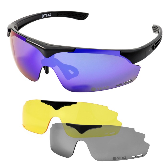 SUNUP Set Magnet-Sport-Sonnenbrille Matt schwarz / Full Revo Blue |  Sportbrillen | YEAZ | YEAZ